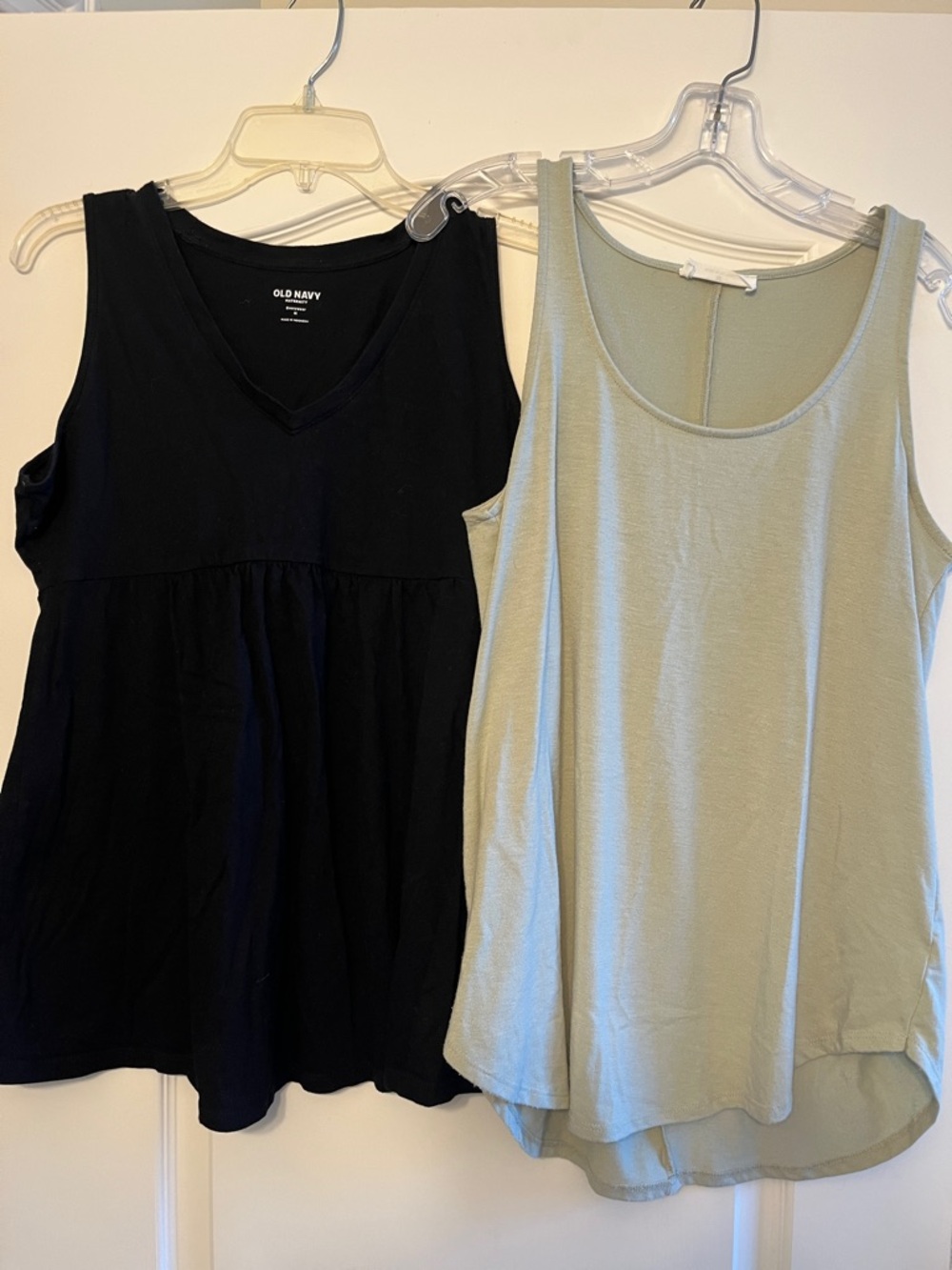 Black & Sage Green Maternity Tank Tops - Women's Sleeveless Duo